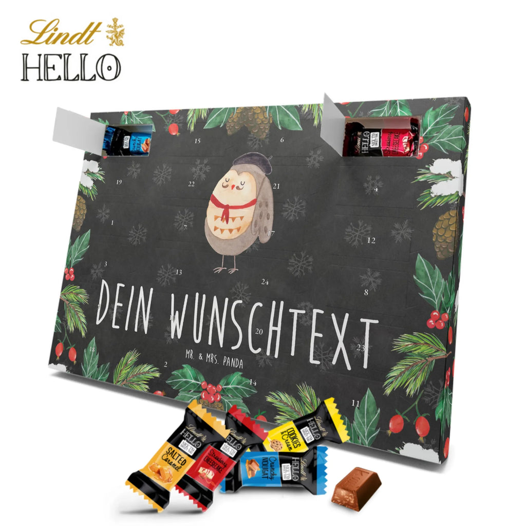 Personalisierter Markenschokolade Adventskalender Eule Frankreich Personalisierter Adventskalender, Eule, Eulen, Eule Deko, Owl, hibou, La vie est belle, das Leben ist schön, Spruch schön, Spruch Französisch, Frankreich