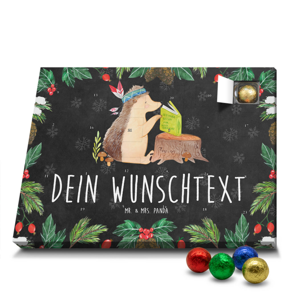 Personalisierter Schoko Adventskalender Igel Federschmuck Personalisierter Adventskalender, Adventskalender mit Namen, Waldtiere, Tiere, Igel, Indianer, Abenteuer, Lagerfeuer, Camping