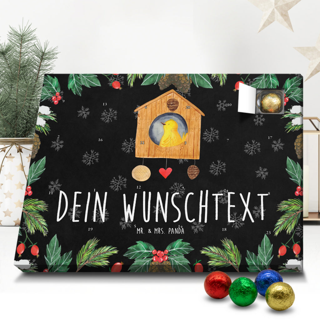 Personalisierter Schoko Adventskalender Vogelhaus Home Personalisierter Adventskalender, Adventskalender mit Namen, Tiermotive, Gute Laune, lustige Sprüche, Tiere, Vogelhaus, Vogel, Home sweet Home, Einzug, Umzug, Geschenk, Einzugsgeschenk, Hausbau, Haus