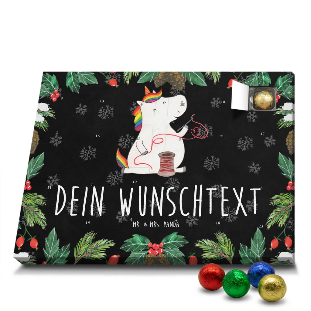 Personalisierter Schoko Adventskalender Einhorn Näherin Personalisierter Adventskalender, Adventskalender mit Namen, Einhorn, Einhörner, Einhorn Deko, Pegasus, Unicorn, Näherin, nähen, Mädchen, Freundin, Häkeln, Stricken, basteln, Nähzimmer