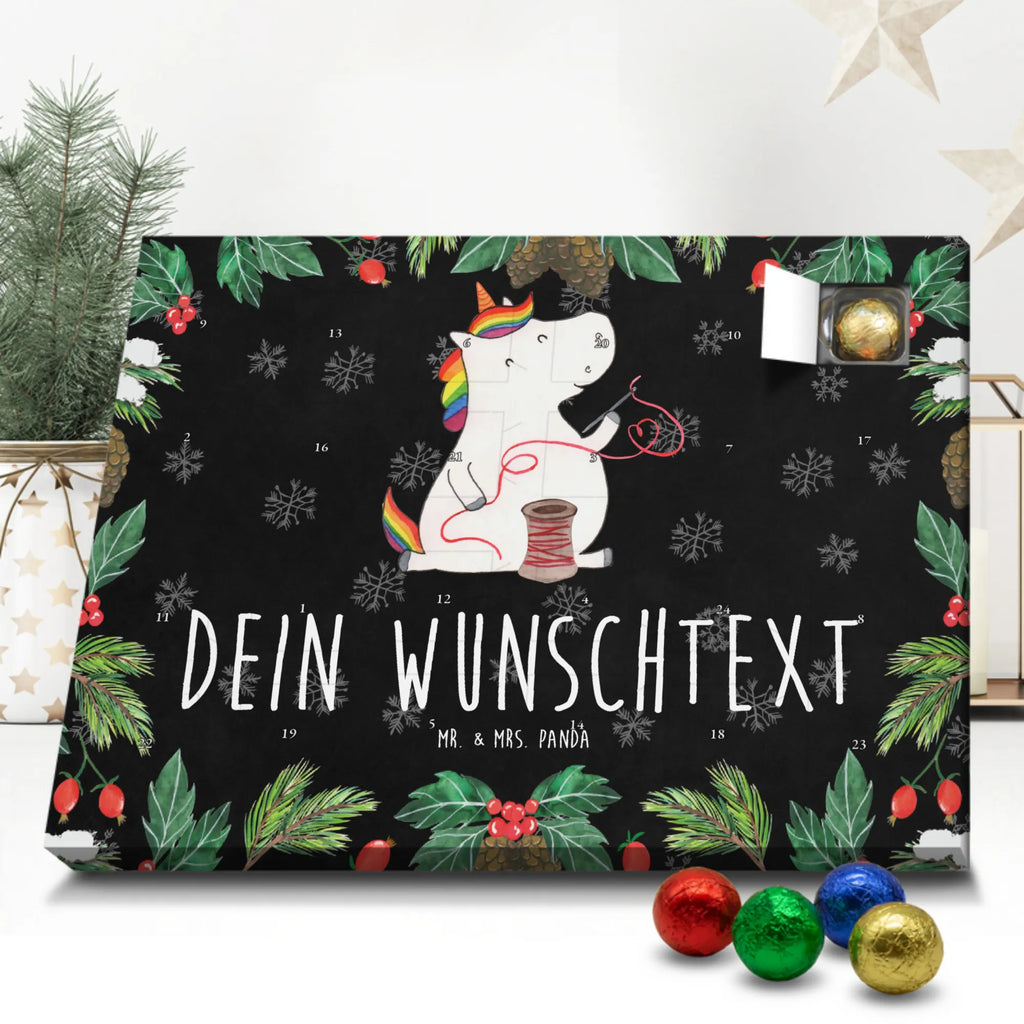 Personalisierter Schoko Adventskalender Einhorn Näherin Personalisierter Adventskalender, Adventskalender mit Namen, Einhorn, Einhörner, Einhorn Deko, Pegasus, Unicorn, Näherin, nähen, Mädchen, Freundin, Häkeln, Stricken, basteln, Nähzimmer