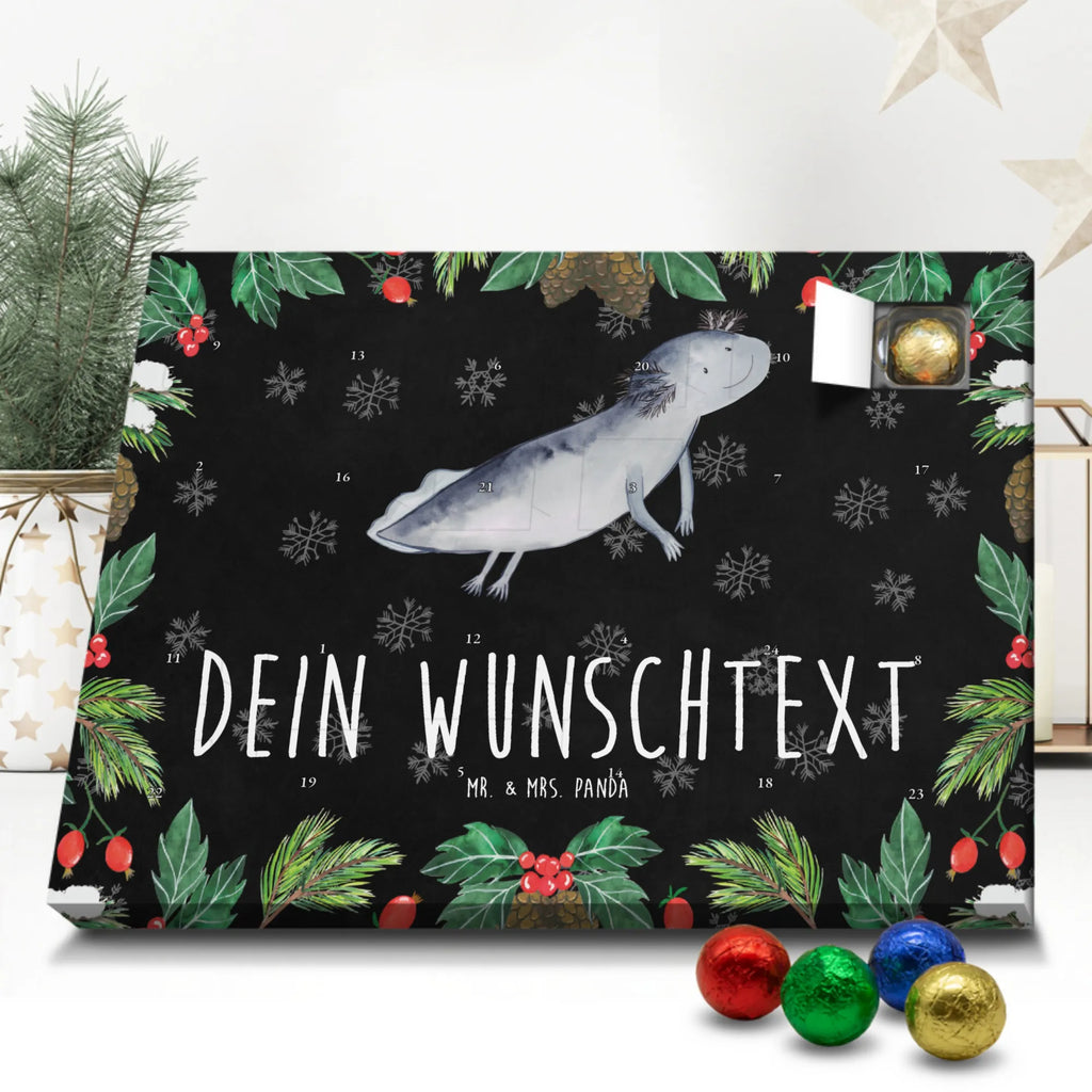 Personalisierter Schoko Adventskalender Axolotl Schwimmen Personalisierter Adventskalender, Adventskalender mit Namen, Axolotl, Molch, Axolot, Schwanzlurch, Lurch, Lurche, Problem, Probleme, Lösungen, Motivation