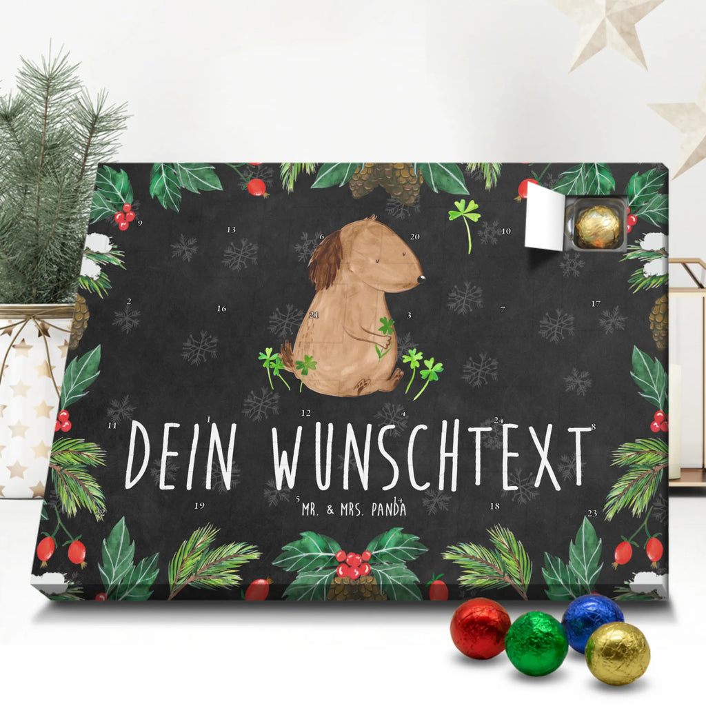 Personalisierter Schoko Adventskalender Hund Kleeblatt Personalisierter Adventskalender, Adventskalender mit Namen, Hund, Hundemotiv, Haustier, Hunderasse, Tierliebhaber, Hundebesitzer, Sprüche, Kleeblatt, Glück, Tagträume, Motivation, Neuanfang, Geschenk, Glücksbringer, Selbstliebe, Achtsamkeit