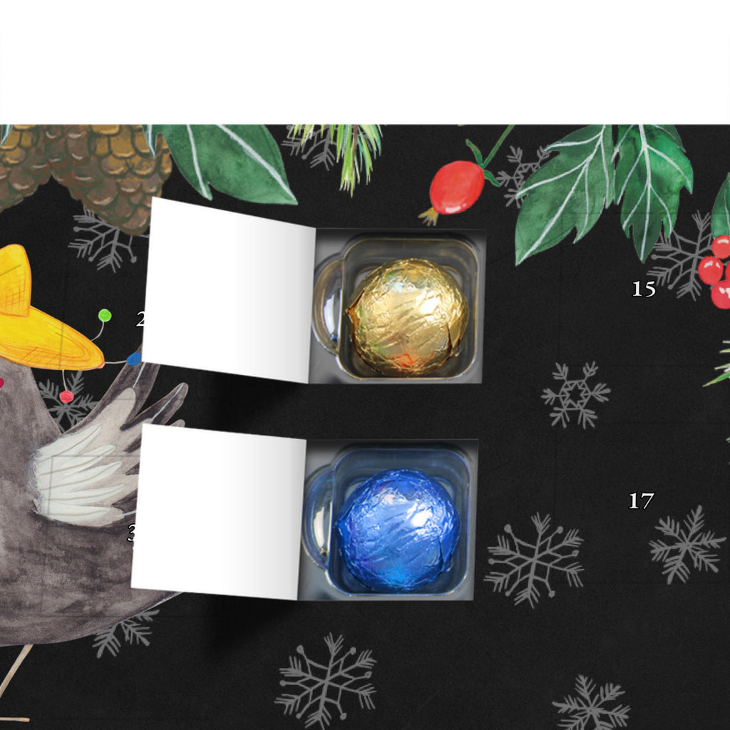 Personalisierter Schoko Adventskalender Rabe Sombrero Personalisierter Adventskalender, Adventskalender mit Namen, Tiermotive, Gute Laune, lustige Sprüche, Tiere, Rabe, Vogel, Vögel, Spruch positiv, fröhlich sein, glücklich sein, Glück Spruch, froh, Elster, Motivation