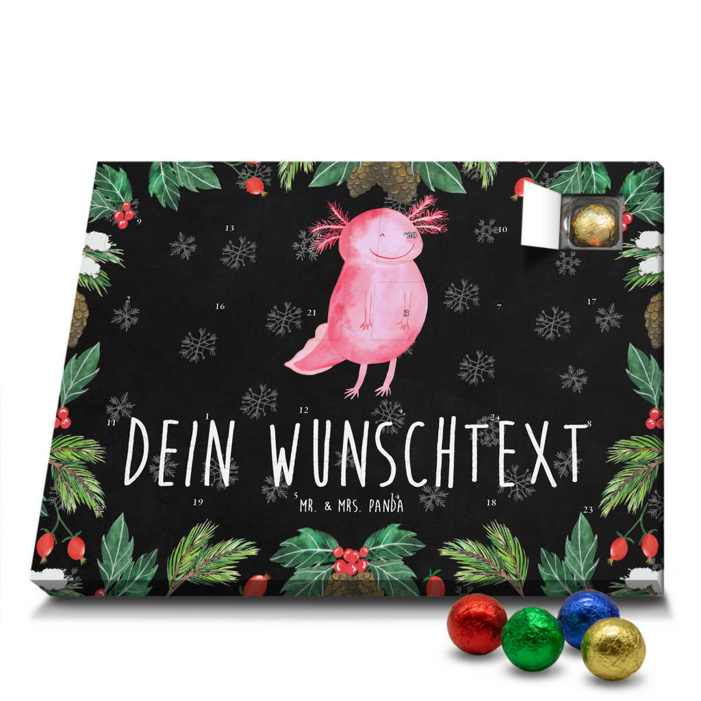 Personalisierter Schoko Adventskalender Axolotl Glücklich Personalisierter Adventskalender, Adventskalender mit Namen, Axolotl, Molch, Axolot, Schwanzlurch, Lurch, Lurche, Motivation, gute Laune