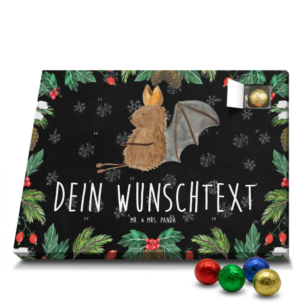 Personalisierter Schoko Adventskalender Fledermaus Sitzen Personalisierter Adventskalender, Adventskalender mit Namen, Tiermotive, Gute Laune, lustige Sprüche, Tiere, Fledermaus, Fledermäuse, Motivation, entspannen