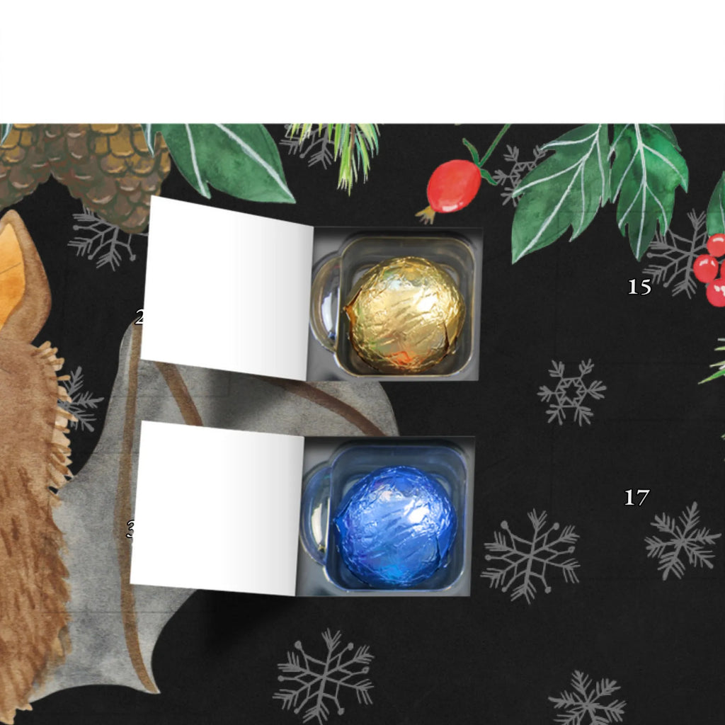 Personalisierter Schoko Adventskalender Fledermaus Sitzen Personalisierter Adventskalender, Adventskalender mit Namen, Tiermotive, Gute Laune, lustige Sprüche, Tiere, Fledermaus, Fledermäuse, Motivation, entspannen