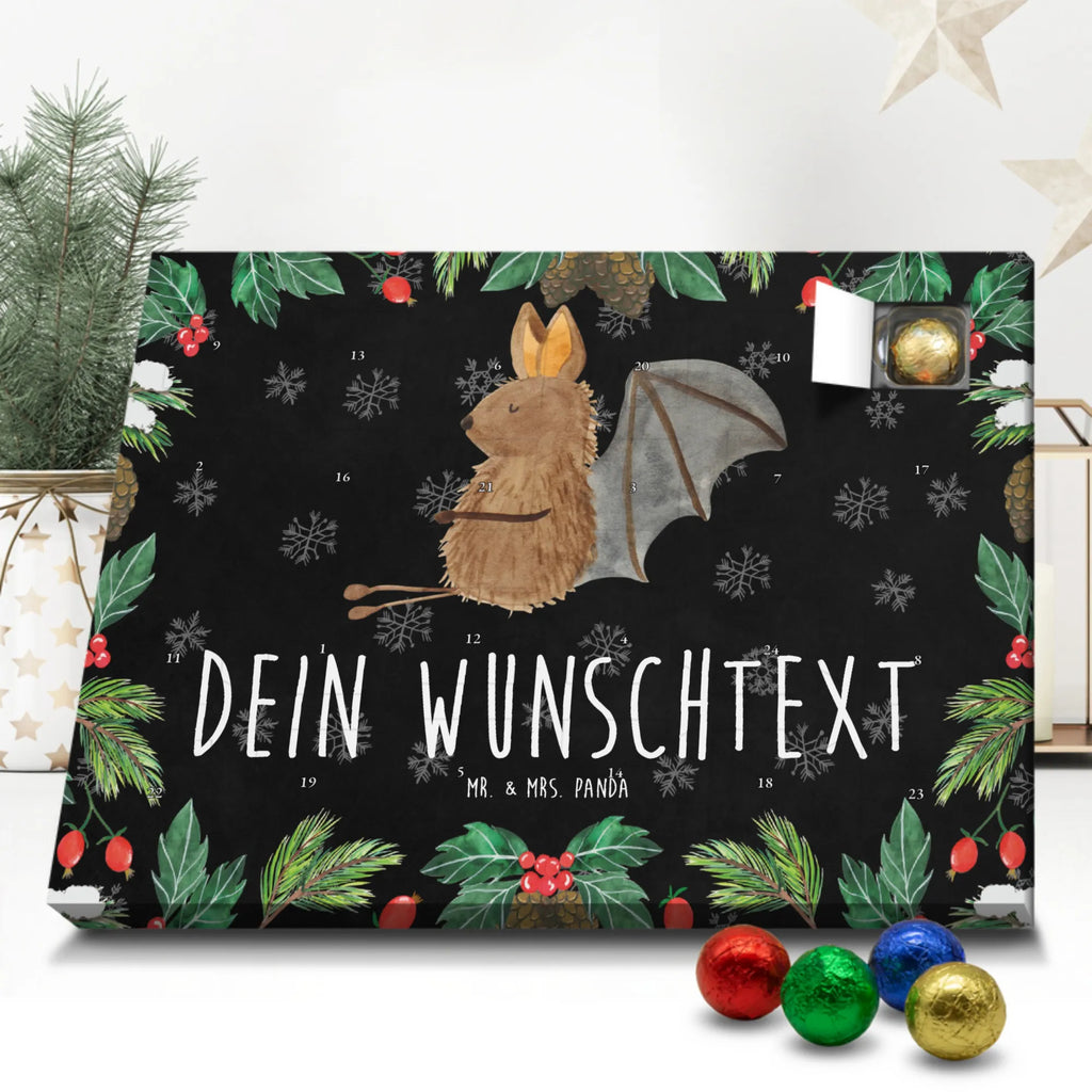 Personalisierter Schoko Adventskalender Fledermaus Sitzen Personalisierter Adventskalender, Adventskalender mit Namen, Tiermotive, Gute Laune, lustige Sprüche, Tiere, Fledermaus, Fledermäuse, Motivation, entspannen