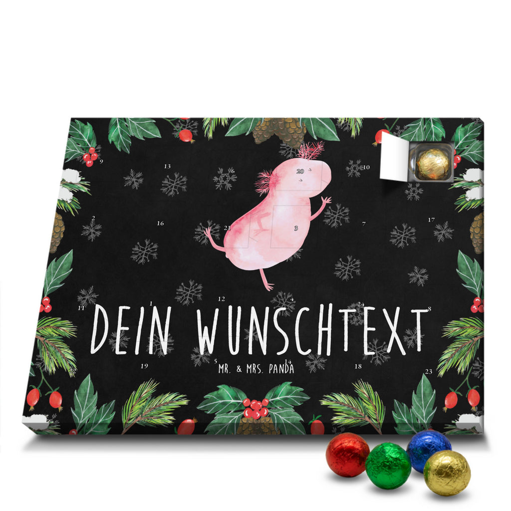 Personalisierter Schoko Adventskalender Axolotl Tanzen Personalisierter Adventskalender, Adventskalender mit Namen, Axolotl, Molch, Axolot, Schwanzlurch, Lurch, Lurche, Dachschaden, Sterne, verrückt, Freundin, beste Freundin