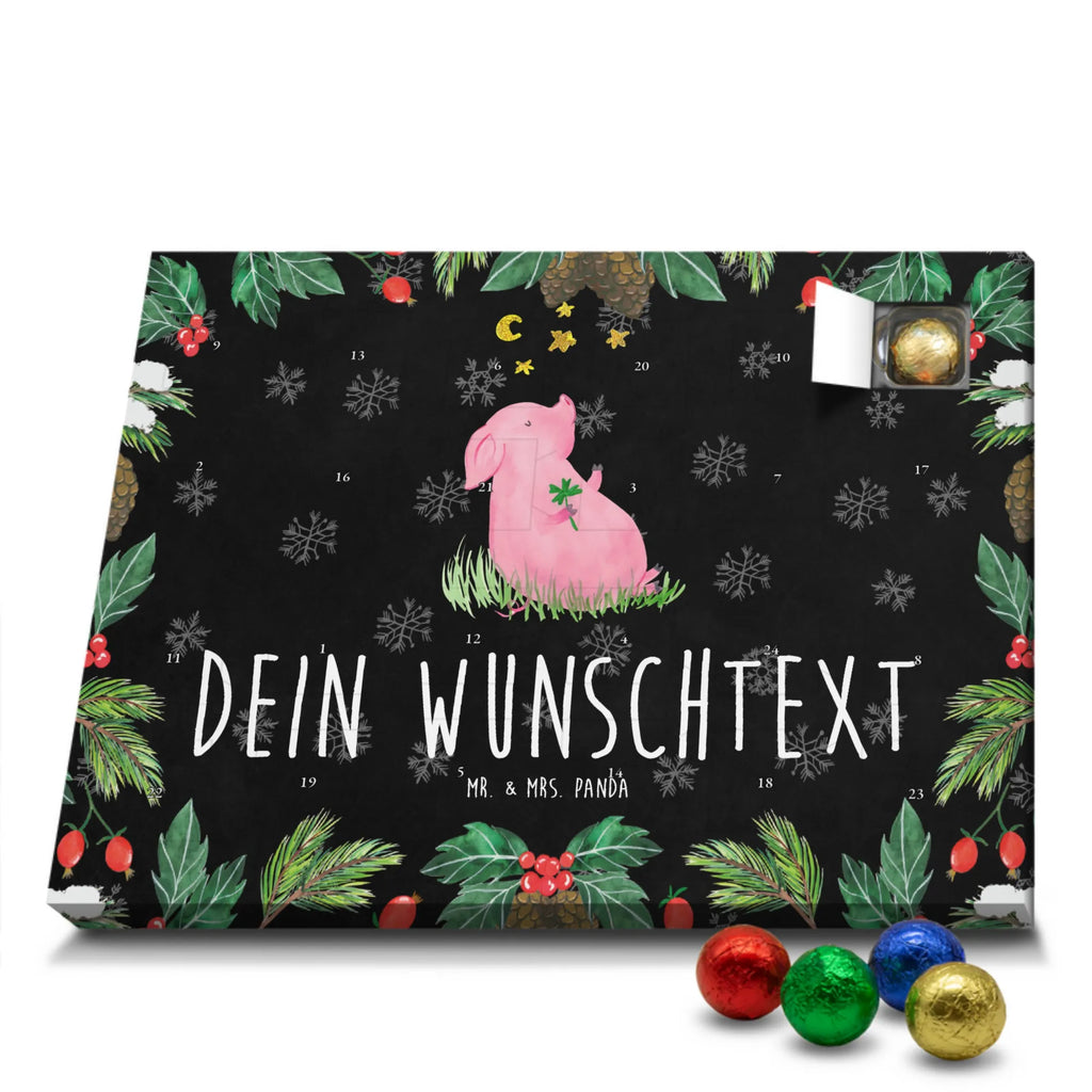 Personalisierter Schoko Adventskalender Schwein Glück Personalisierter Adventskalender, Adventskalender mit Namen, Tiermotive, Gute Laune, lustige Sprüche, Tiere, Glücksschwein. Glück, Schwein, Schweinchen, Sterne, Sernchen, Ziele, Träume, Motivation, Glücksbringer