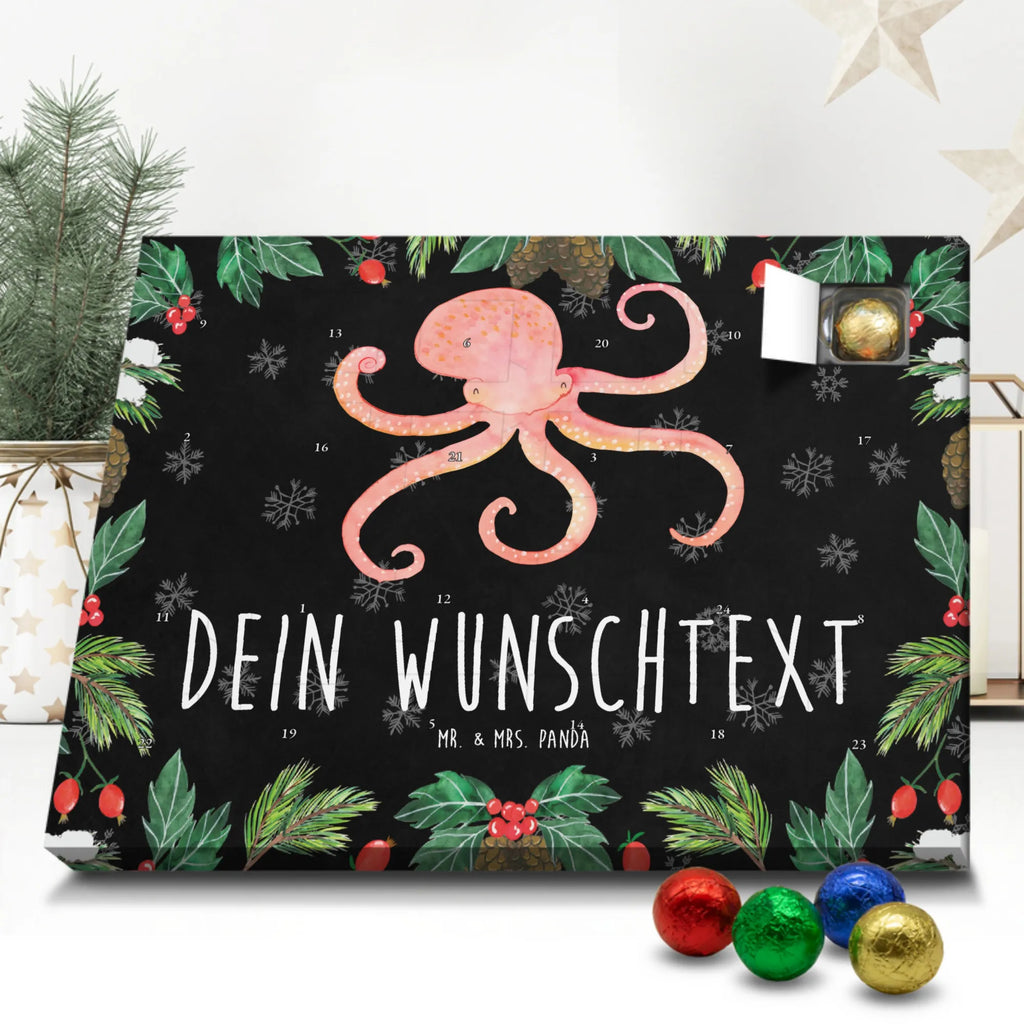 Personalisierter Schoko Adventskalender Tintenfisch Personalisierter Adventskalender, Adventskalender mit Namen, Tiermotive, Gute Laune, lustige Sprüche, Tiere, Meer, Meerestier, Krake, Tintenfisch, Arme, Wasser, Ozean