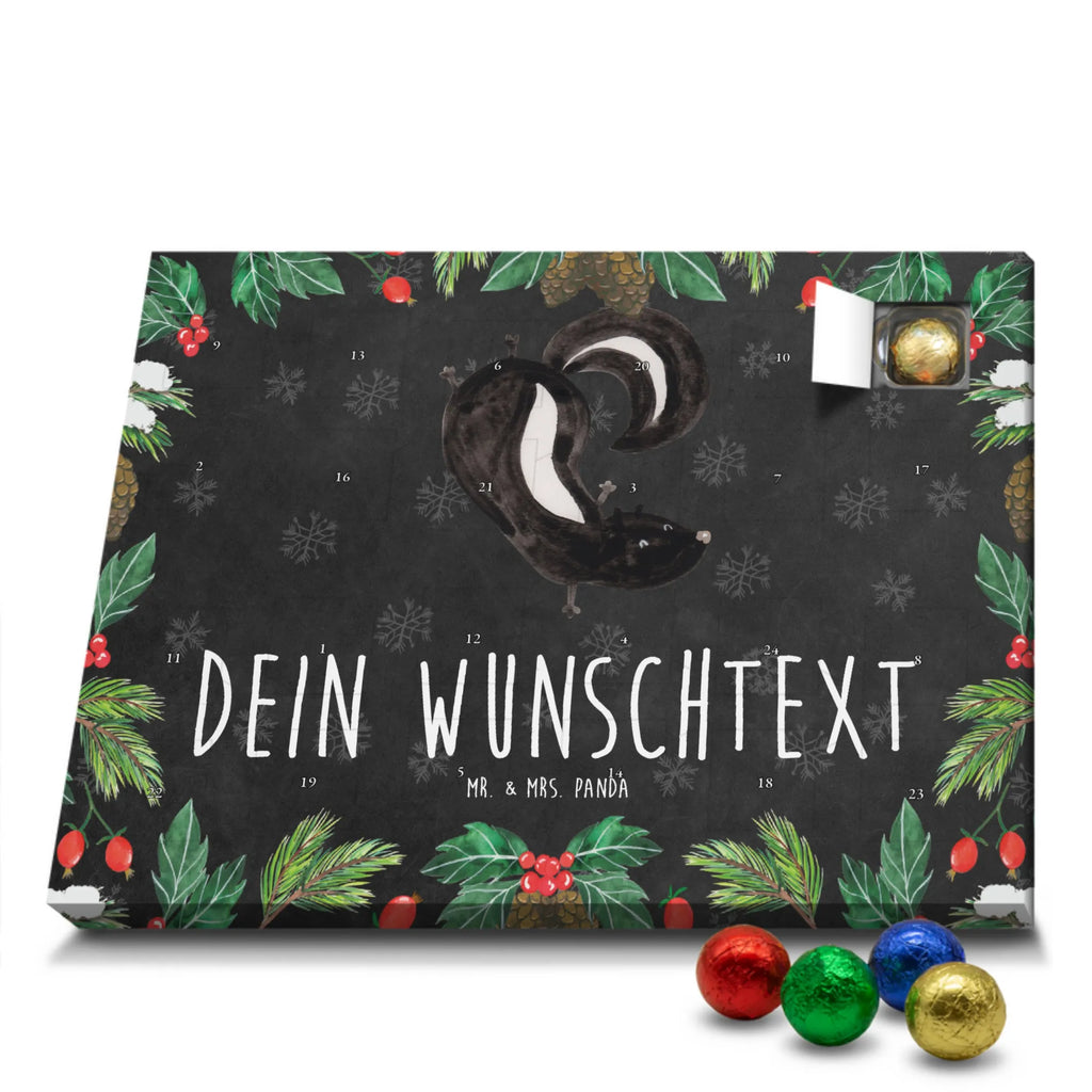 Personalisierter Schoko Adventskalender Stinktier Handstand Personalisierter Adventskalender, Adventskalender mit Namen, Stinktier, Skunk, Wildtier, Raubtier, Stinker, Stinki, Spielplatz, verpielt, Kind