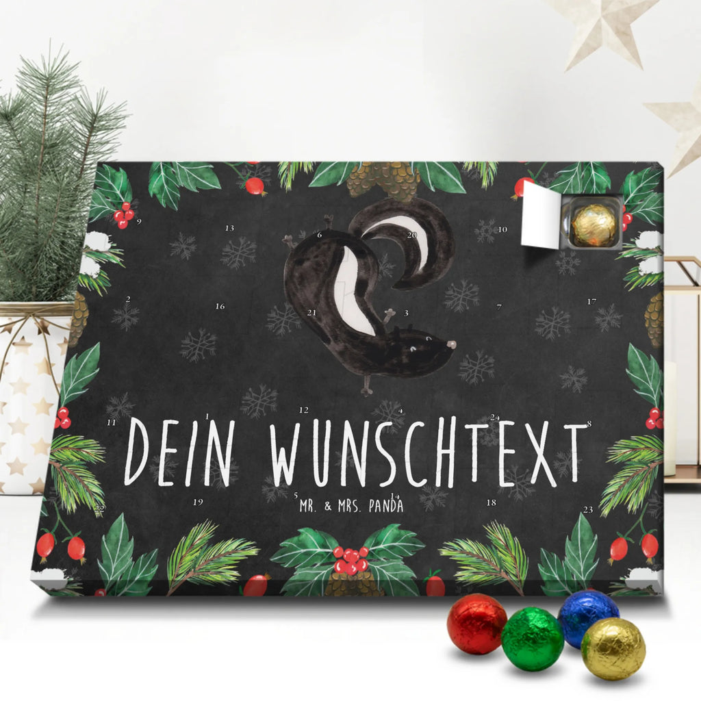 Personalisierter Schoko Adventskalender Stinktier Handstand Personalisierter Adventskalender, Adventskalender mit Namen, Stinktier, Skunk, Wildtier, Raubtier, Stinker, Stinki, Spielplatz, verpielt, Kind