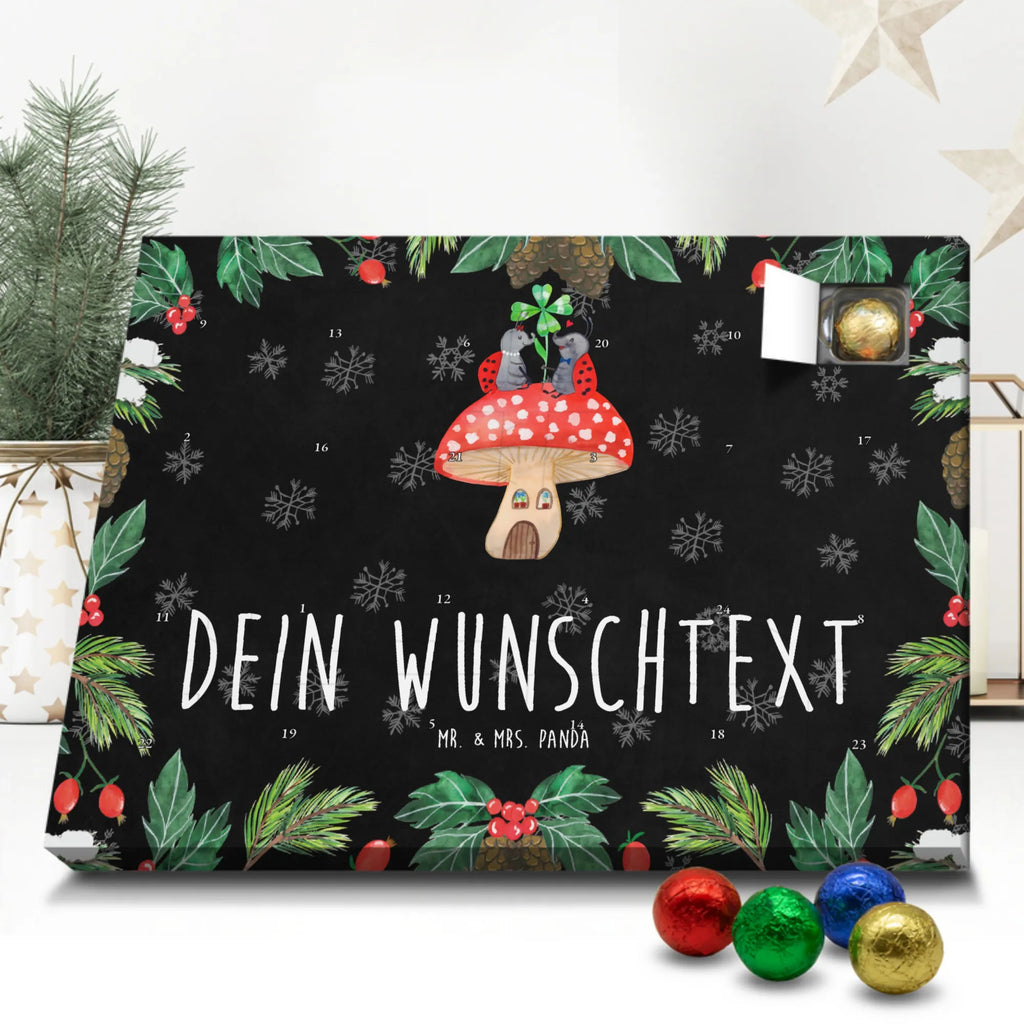 Personalisierter Schoko Adventskalender Marienkäfer Fliegenpilz Personalisierter Adventskalender, Adventskalender mit Namen, Tiermotive, Gute Laune, lustige Sprüche, Tiere, Haus, Wohnung, zuhause, Fliegenpilz, Marienkäfer, Fleigenpilzhaus