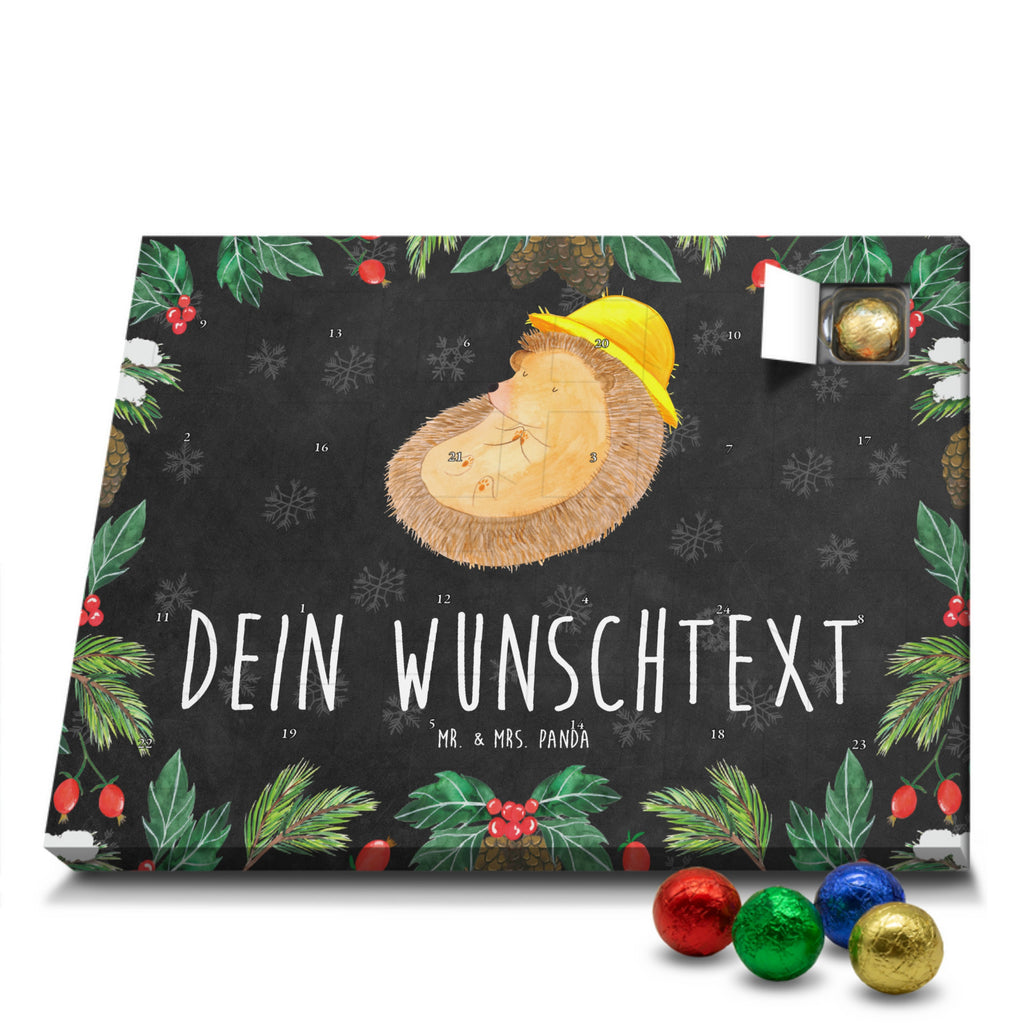 Personalisierter Schoko Adventskalender Igel Beten Personalisierter Adventskalender, Adventskalender mit Namen, Tiermotive, Gute Laune, lustige Sprüche, Tiere, Igel, Igel mit Hut, Sonnenhut, Gott, Amen, beten, Leben, Dankbarkeit, Dankbar sein, dankbar, genießen