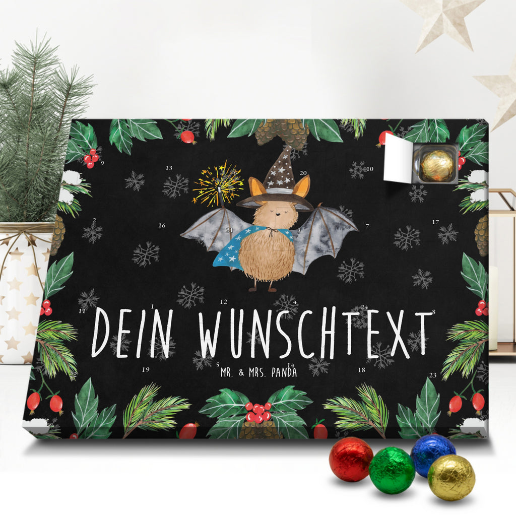 Personalisierter Schoko Adventskalender Fledermaus Zauberer Personalisierter Adventskalender, Adventskalender mit Namen, Tiermotive, Gute Laune, lustige Sprüche, Tiere, Fledermaus, Fledermäuse, Zauberer, Magier, Frauen, reinsteigern