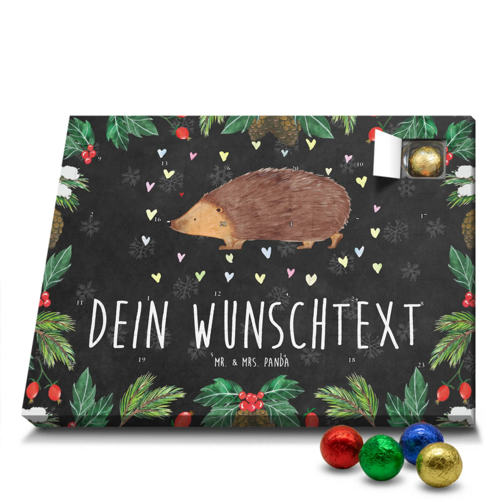 Personalisierter Schoko Adventskalender Igel Herzen Personalisierter Adventskalender, Adventskalender mit Namen, Tiermotive, Gute Laune, lustige Sprüche, Tiere, Liebe, Herz, Herzen, Igel, Vertrauen, Kuss, Leben