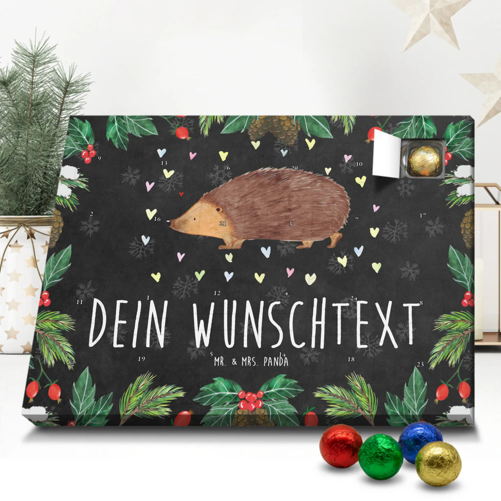 Personalisierter Schoko Adventskalender Igel Herzen Personalisierter Adventskalender, Adventskalender mit Namen, Tiermotive, Gute Laune, lustige Sprüche, Tiere, Liebe, Herz, Herzen, Igel, Vertrauen, Kuss, Leben