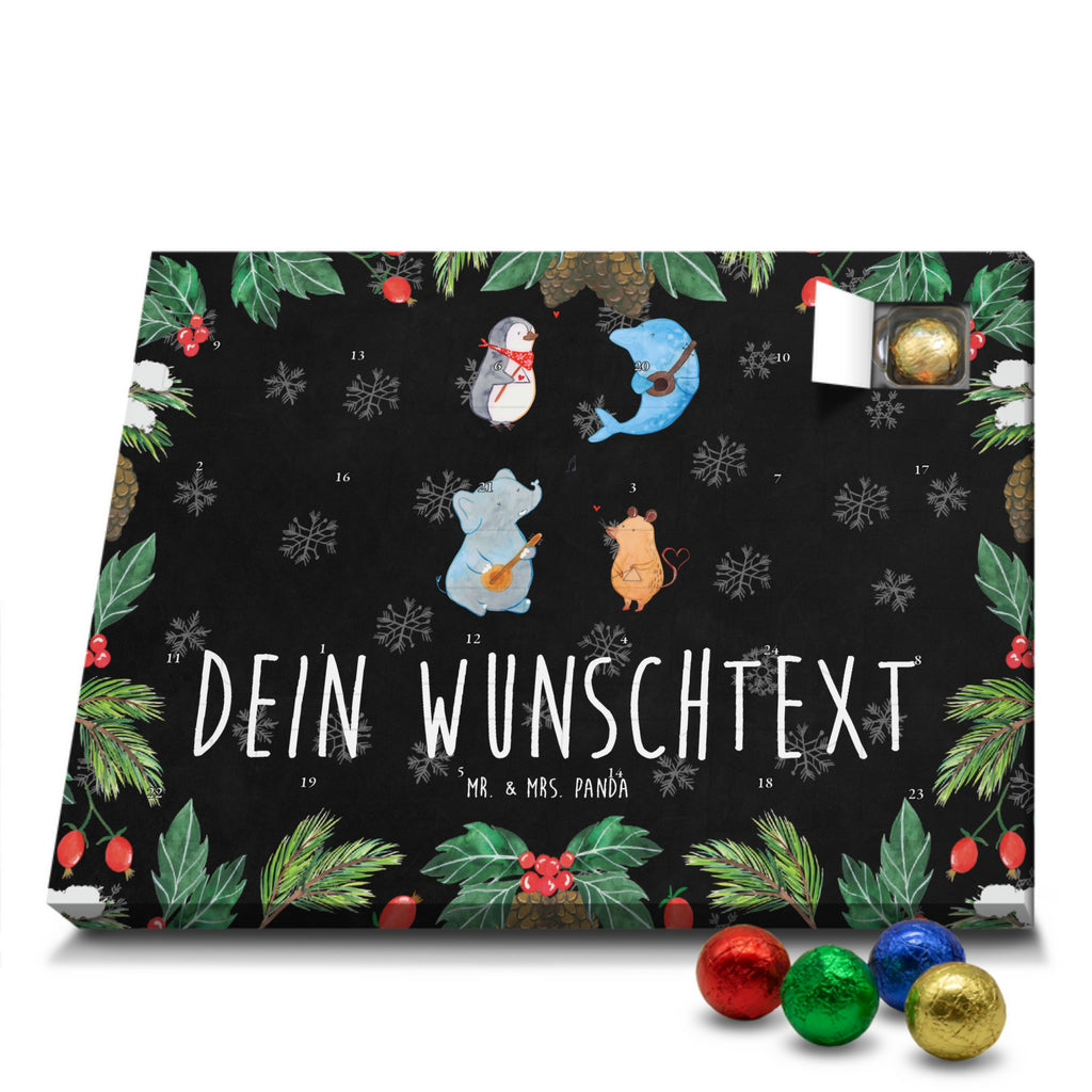 Personalisierter Schoko Adventskalender Big Band Personalisierter Adventskalender, Adventskalender mit Namen, Tiermotive, Gute Laune, lustige Sprüche, Tiere, Hund, Pinguin, Maus, Elefant, Delfin, Gitarre, Band, Triangel, Musikanten, Musik