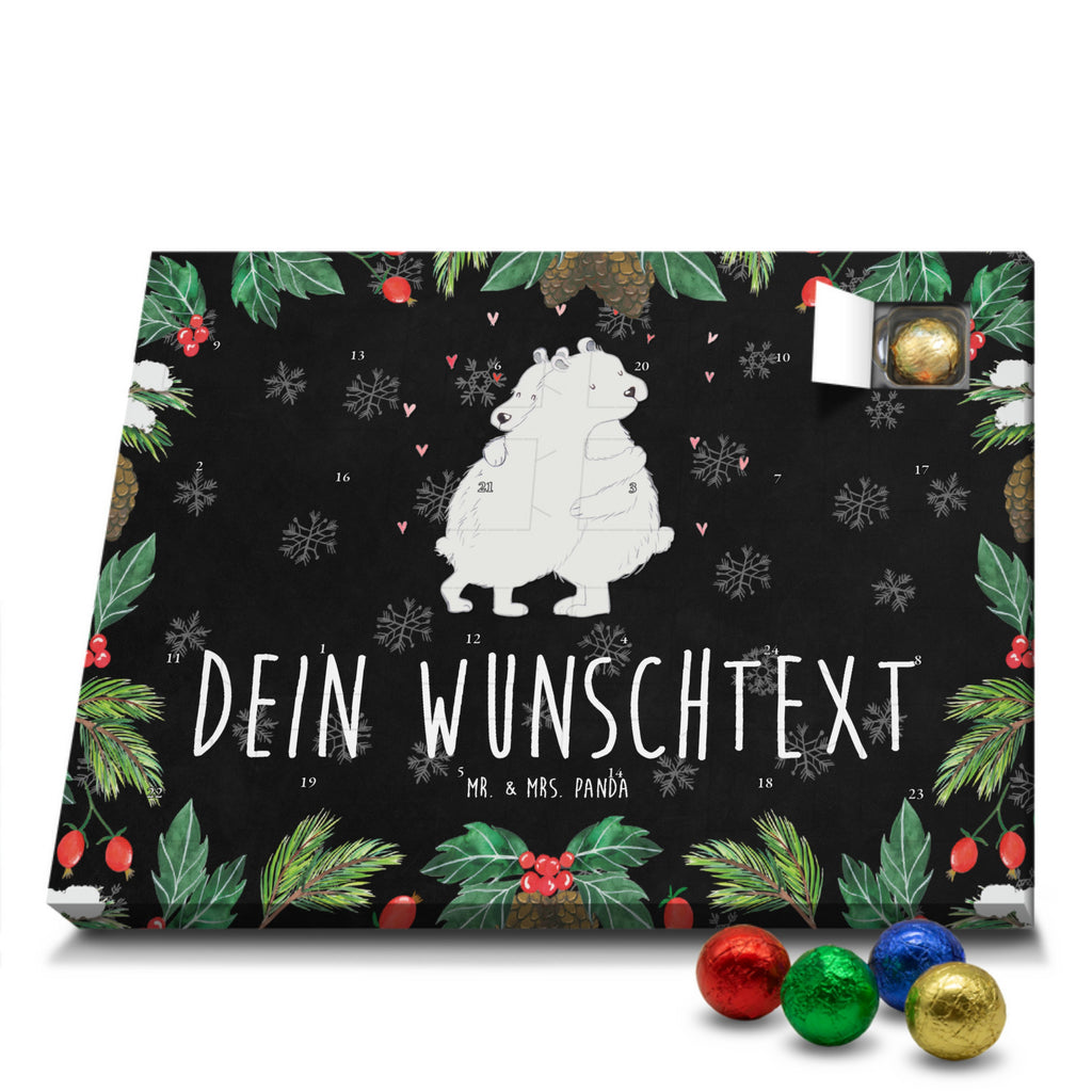 Personalisierter Schoko Adventskalender Eisbär Umarmen Personalisierter Adventskalender, Adventskalender mit Namen, Tiermotive, Gute Laune, lustige Sprüche, Tiere