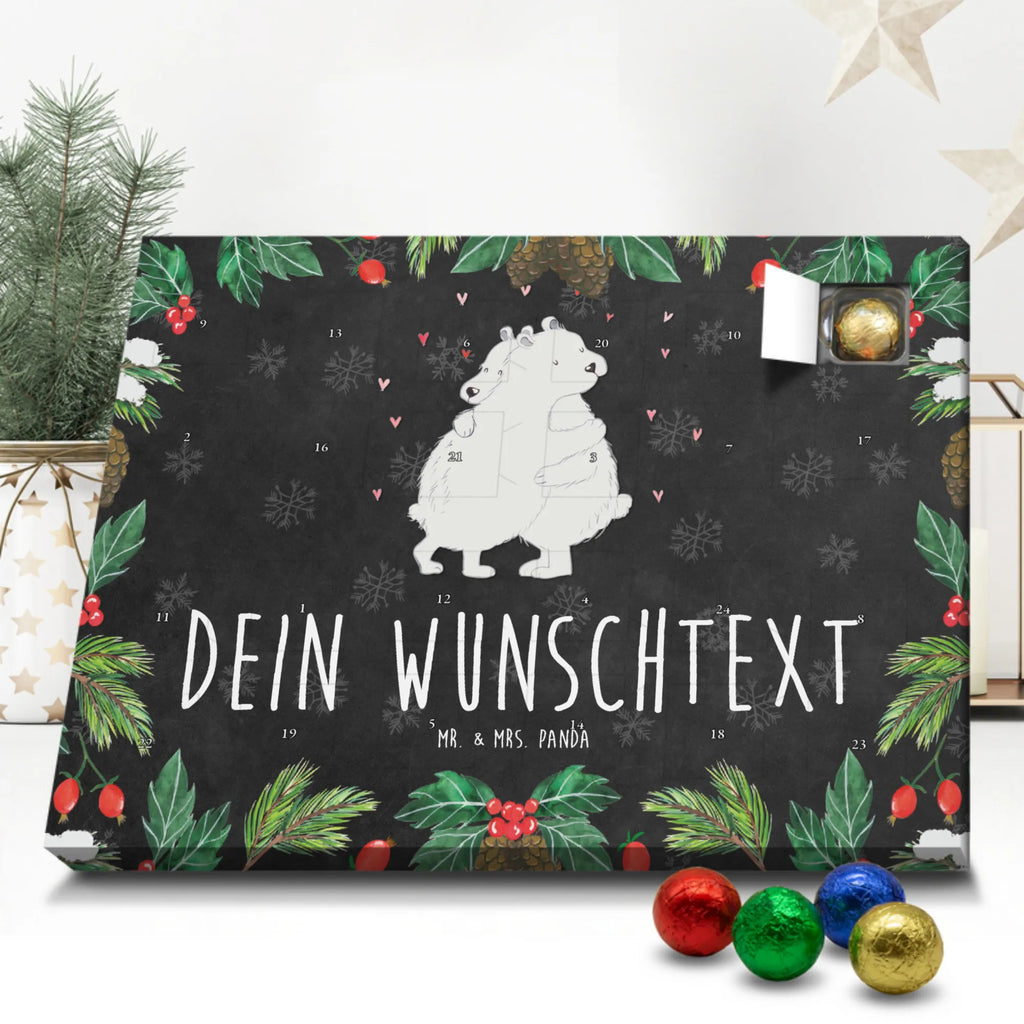 Personalisierter Schoko Adventskalender Eisbär Umarmen Personalisierter Adventskalender, Adventskalender mit Namen, Tiermotive, Gute Laune, lustige Sprüche, Tiere