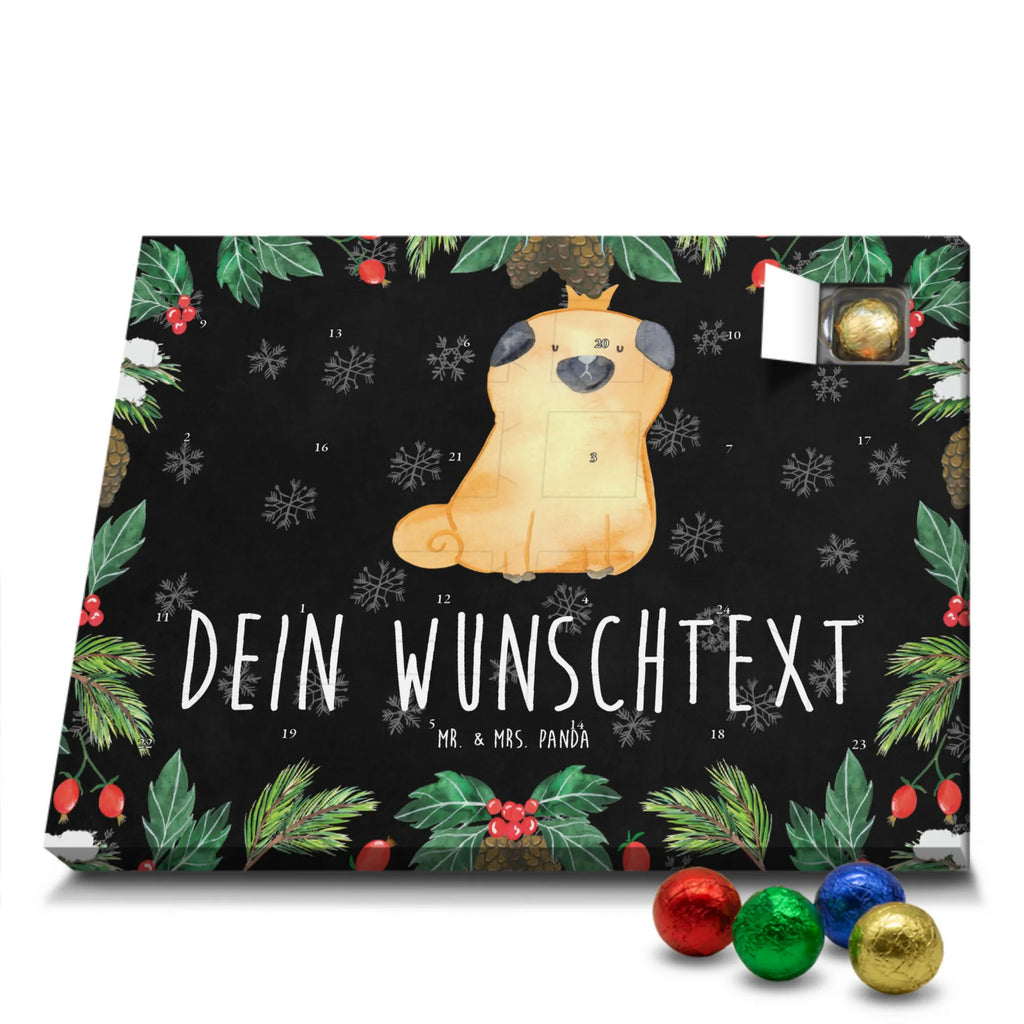 Personalisierter Schoko Adventskalender Mops Krone Personalisierter Adventskalender, Adventskalender mit Namen, Hund, Hundemotiv, Haustier, Hunderasse, Tierliebhaber, Hundebesitzer, Sprüche, Mops, allergisch, kinderlos, Hausregel, Hundebesitzer. Spruch, lustig