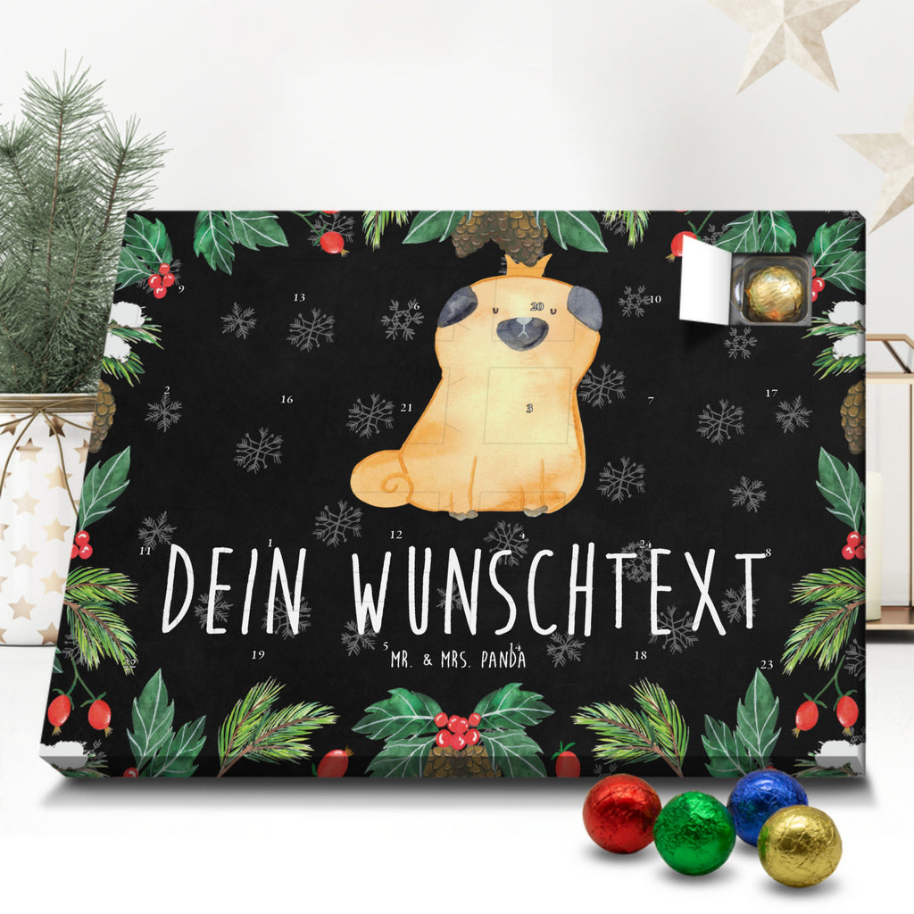 Personalisierter Schoko Adventskalender Mops Krone Personalisierter Adventskalender, Adventskalender mit Namen, Hund, Hundemotiv, Haustier, Hunderasse, Tierliebhaber, Hundebesitzer, Sprüche, Mops, allergisch, kinderlos, Hausregel, Hundebesitzer. Spruch, lustig