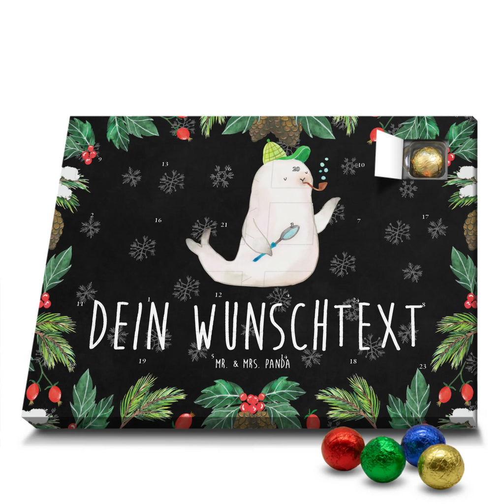 Personalisierter Schoko Adventskalender Robbe Sherlock Personalisierter Adventskalender, Adventskalender mit Namen, Tiermotive, Gute Laune, lustige Sprüche, Tiere