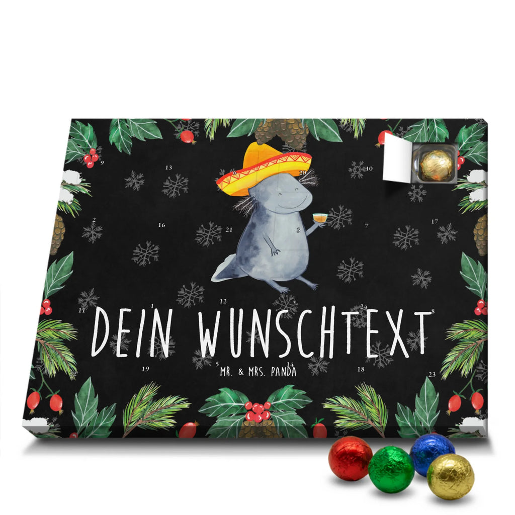 Personalisierter Schoko Adventskalender Axolotl Tequila Personalisierter Adventskalender, Adventskalender mit Namen, Axolotl, Molch, Mexico, Mexiko, Sombrero, Zitrone, Tequila, Motivation, Spruch, Schwanzlurch, Lurch, Lurche, Axolot, Feuerdrache, Feuersalamander