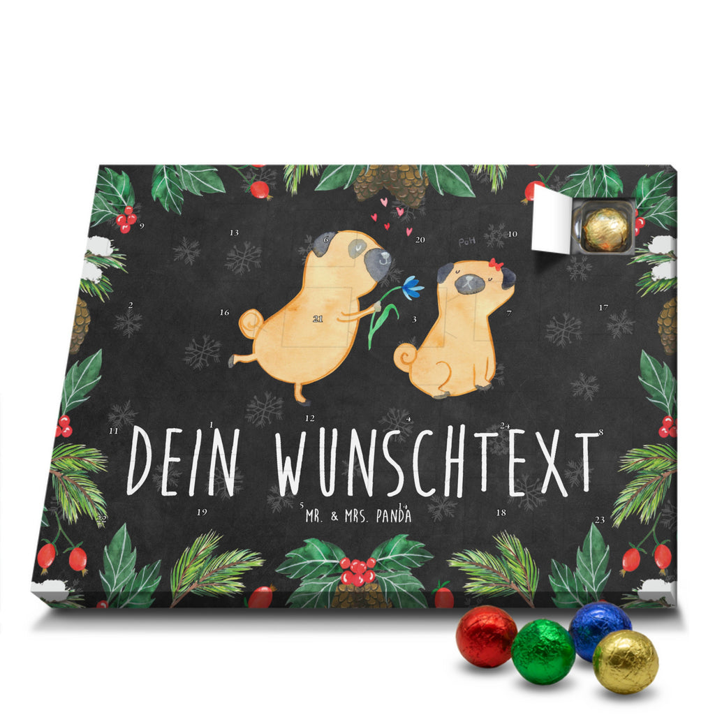 Personalisierter Schoko Adventskalender Mops Verliebt Personalisierter Adventskalender, Adventskalender mit Namen, Hund, Hundemotiv, Haustier, Hunderasse, Tierliebhaber, Hundebesitzer, Sprüche, Mops, Möpse, Hundeliebe, verliebt, Liebe, Liebesspruch. Verlobt, Geschenk Freund, Partner