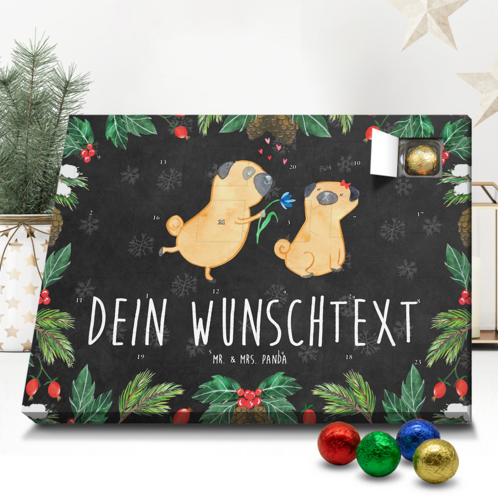 Personalisierter Schoko Adventskalender Mops Verliebt Personalisierter Adventskalender, Adventskalender mit Namen, Hund, Hundemotiv, Haustier, Hunderasse, Tierliebhaber, Hundebesitzer, Sprüche, Mops, Möpse, Hundeliebe, verliebt, Liebe, Liebesspruch. Verlobt, Geschenk Freund, Partner