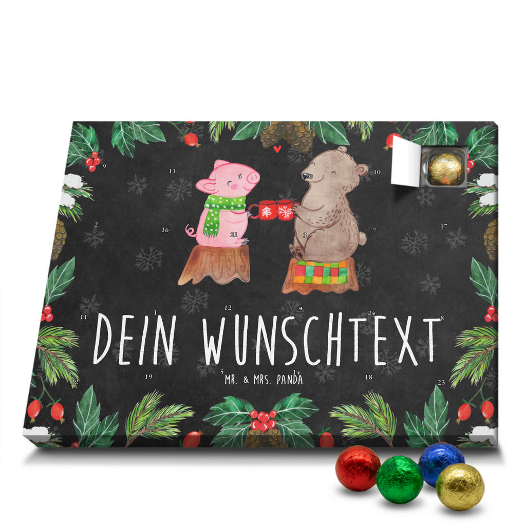 Personalisierter Schoko Adventskalender Glühschwein Sause Personalisierter Adventskalender, Adventskalender mit Namen, Winter, Weihnachten, Weihnachtsdeko, Nikolaus, Advent, Heiligabend, Wintermotiv, Prost, Alles Gute, Weihnachtszeit, Schwein, Bär