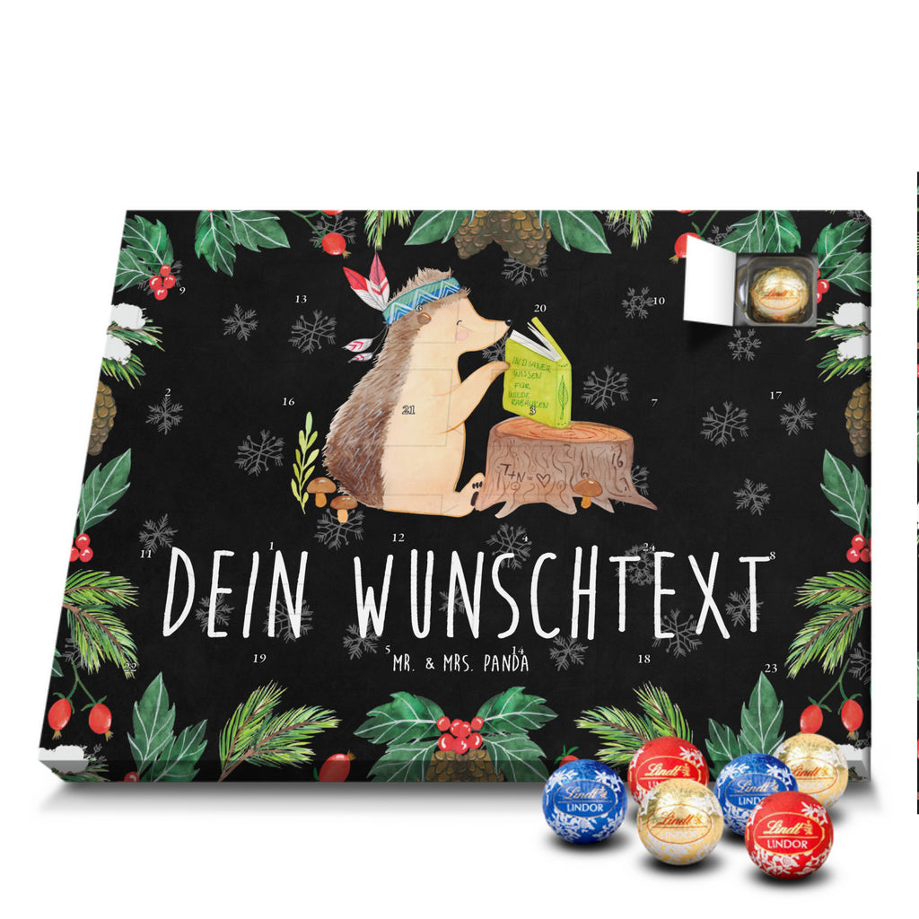 Personalisierter Kugel Markenschokolade Adventskalender Igel Federschmuck Personalisierter Kugel Markenschokolade Adventskalender, Waldtiere, Tiere, Igel, Indianer, Abenteuer, Lagerfeuer, Camping