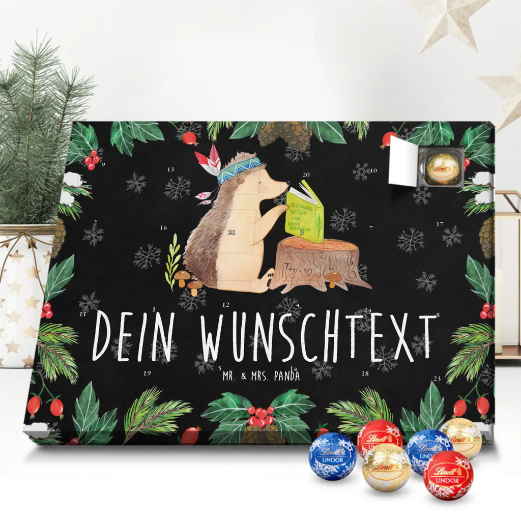 Personalisierter Kugel Markenschokolade Adventskalender Igel Federschmuck Personalisierter Kugel Markenschokolade Adventskalender, Waldtiere, Tiere, Igel, Indianer, Abenteuer, Lagerfeuer, Camping