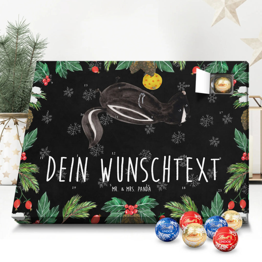 Personalisierter Kugel Markenschokolade Adventskalender Stinktier Ball Personalisierter Kugel Markenschokolade Adventskalender, Stinktier, Skunk, Wildtier, Raubtier, Stinker, Stinki, verspielt, Weisheit