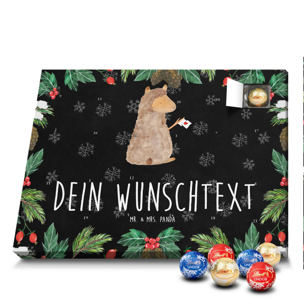 Personalisierter Kugel Markenschokolade Adventskalender Alpaka Fahne Personalisierter Kugel Markenschokolade Adventskalender, Alpaka, Lama, Alpakas, Lamas, Liebe