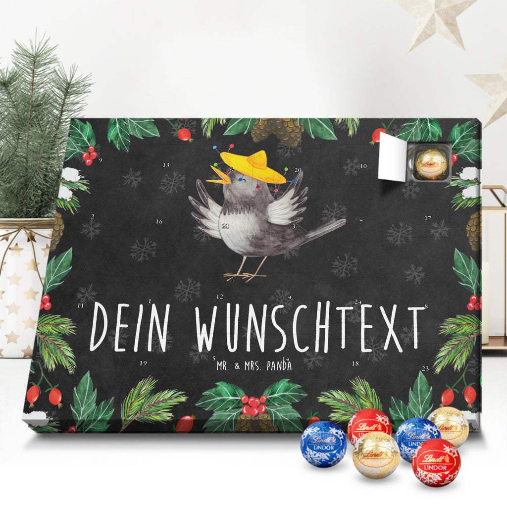 Personalisierter Kugel Markenschokolade Adventskalender Rabe Sombrero Personalisierter Kugel Markenschokolade Adventskalender, Tiermotive, Gute Laune, lustige Sprüche, Tiere, Rabe, Vogel, Vögel, Spruch positiv, fröhlich sein, glücklich sein, Glück Spruch, froh, Elster, Motivation