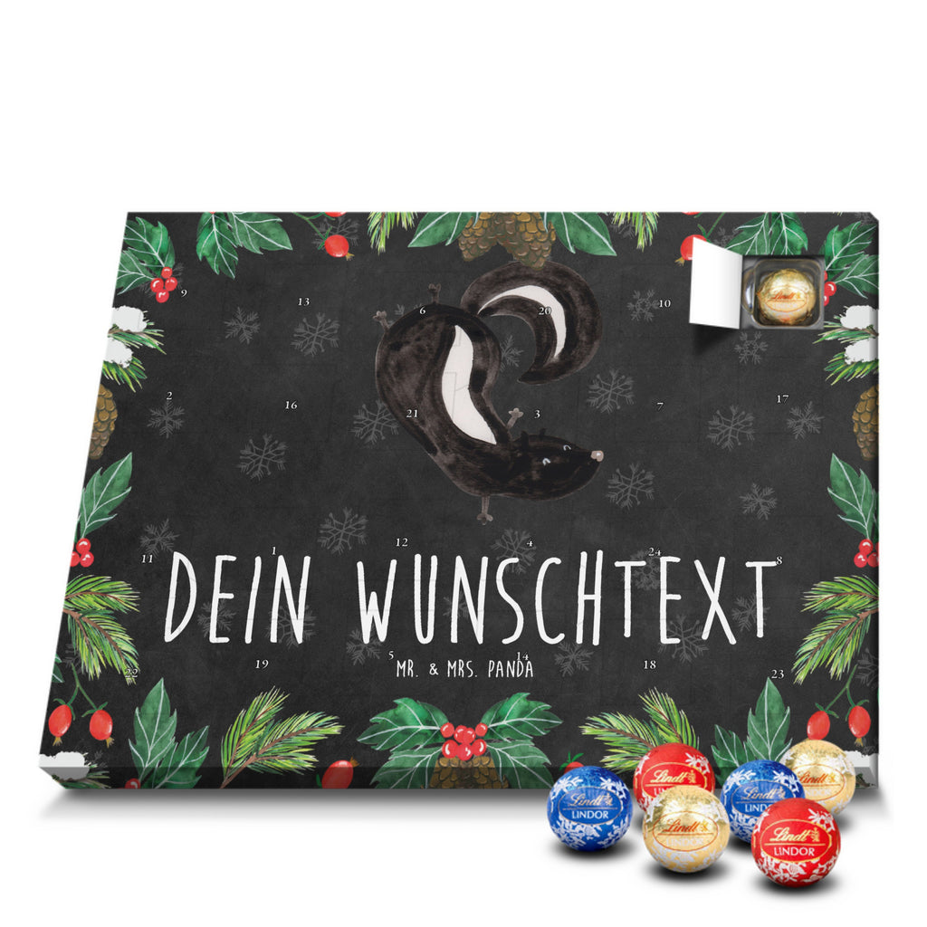 Personalisierter Kugel Markenschokolade Adventskalender Stinktier Handstand Personalisierter Kugel Markenschokolade Adventskalender, Stinktier, Skunk, Wildtier, Raubtier, Stinker, Stinki, Spielplatz, verpielt, Kind