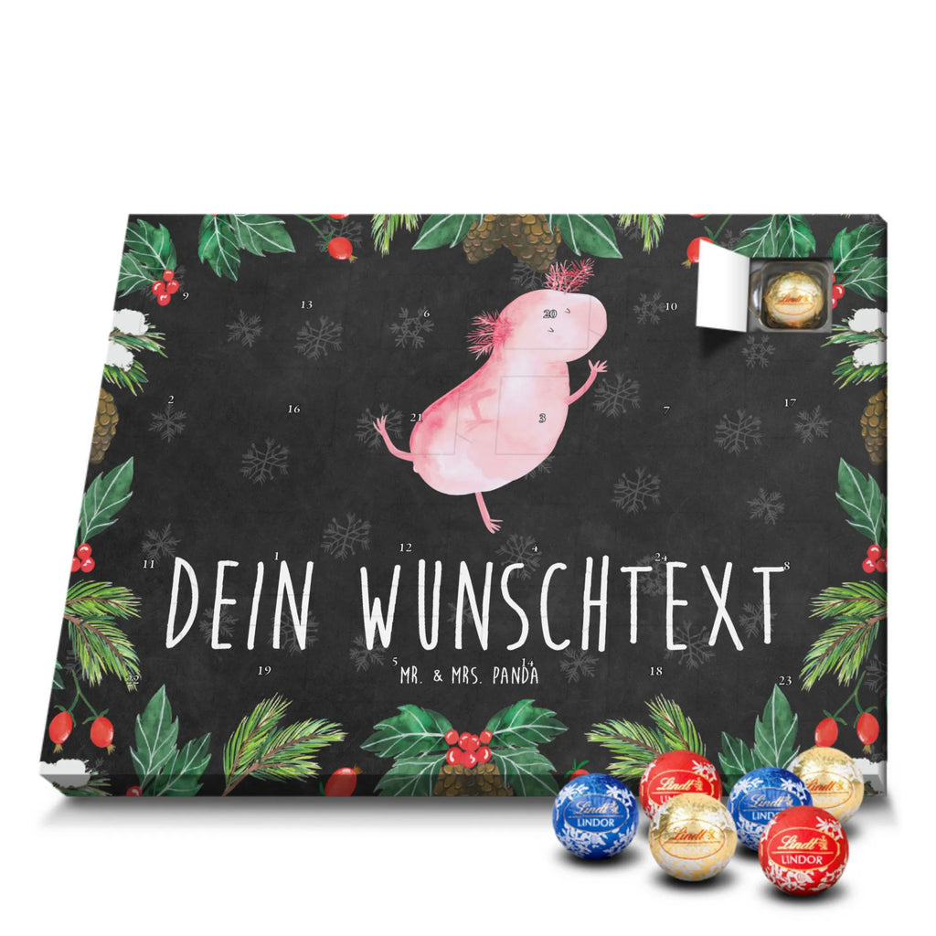 Personalisierter Kugel Markenschokolade Adventskalender Axolotl Tanzen Personalisierter Kugel Markenschokolade Adventskalender, Axolotl, Molch, Axolot, Schwanzlurch, Lurch, Lurche, Dachschaden, Sterne, verrückt, Freundin, beste Freundin