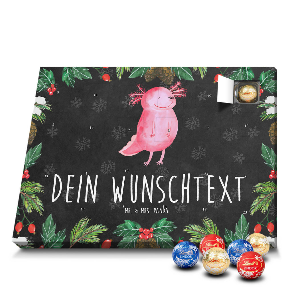 Personalisierter Kugel Markenschokolade Adventskalender Axolotl Glücklich Personalisierter Kugel Markenschokolade Adventskalender, Axolotl, Molch, Axolot, Schwanzlurch, Lurch, Lurche, Motivation, gute Laune