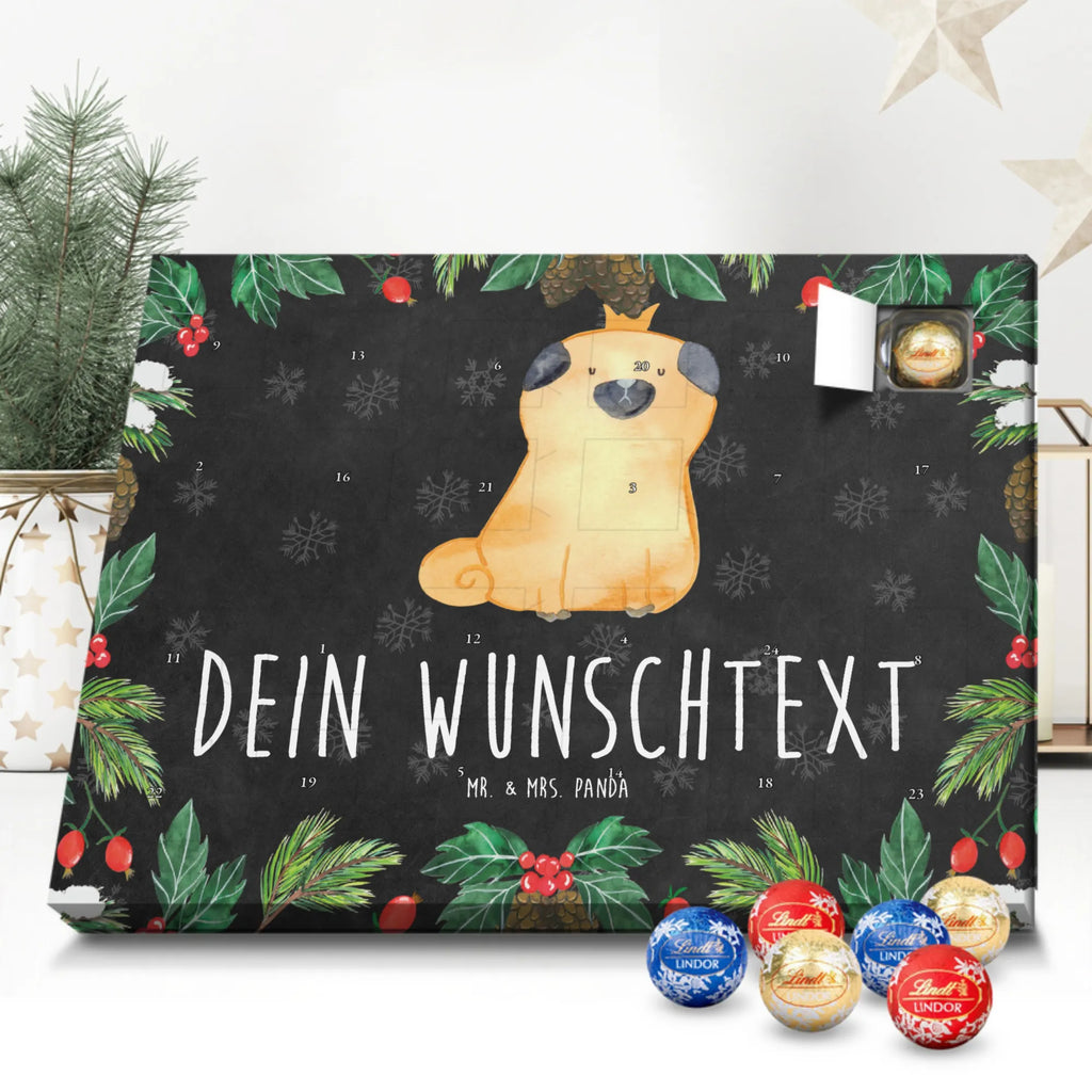 Personalisierter Kugel Markenschokolade Adventskalender Mops Krone Personalisierter Kugel Markenschokolade Adventskalender, Hund, Hundemotiv, Haustier, Hunderasse, Tierliebhaber, Hundebesitzer, Sprüche, Mops, allergisch, kinderlos, Hausregel, Hundebesitzer. Spruch, lustig