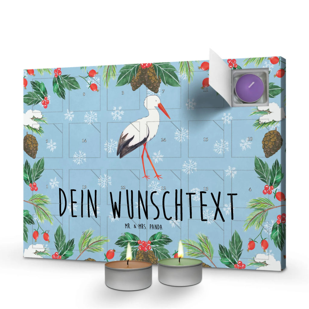 Personalisierter Duftkerzen Adventskalender Storch Personalisierter Duftkerzen Adventskalender, Tiermotive, Gute Laune, lustige Sprüche, Tiere, Storch, Störche, Schwangerschaft, Geburt, Mutter, Mütter, Mutter werden, Schwanger, Babybauch, Baby