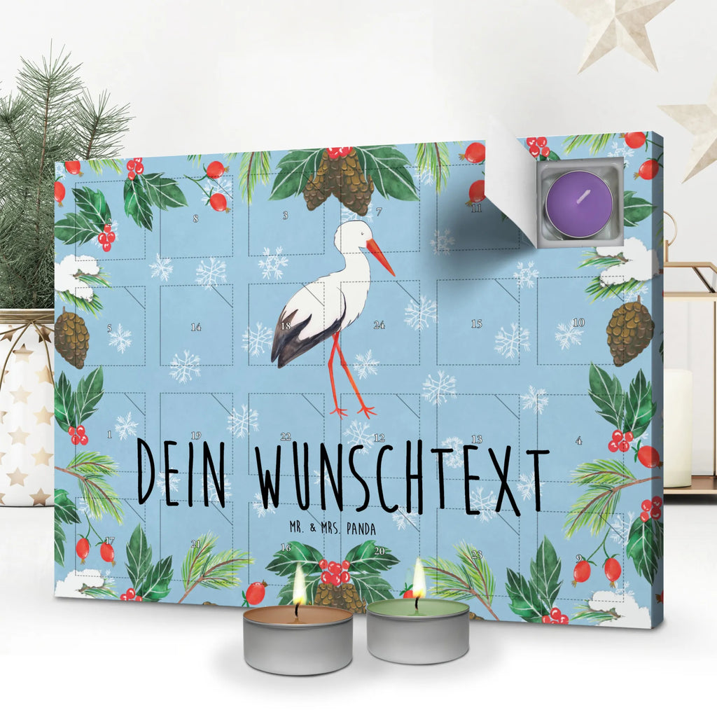 Personalisierter Duftkerzen Adventskalender Storch Personalisierter Duftkerzen Adventskalender, Tiermotive, Gute Laune, lustige Sprüche, Tiere, Storch, Störche, Schwangerschaft, Geburt, Mutter, Mütter, Mutter werden, Schwanger, Babybauch, Baby