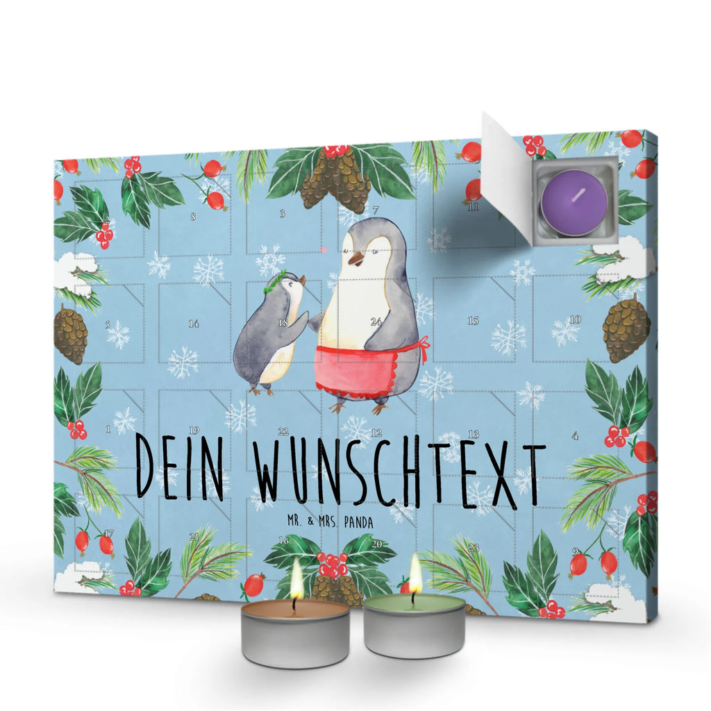 Personalisierter Duftkerzen Adventskalender Pinguin mit Kind Personalisierter Duftkerzen Adventskalender, Familie, Vatertag, Muttertag, Bruder, Schwester, Mama, Papa, Oma, Opa, Geschenk, Mami, Mutti, Mutter, Geburststag