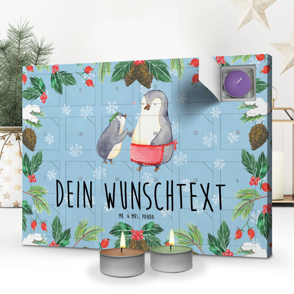 Personalisierter Duftkerzen Adventskalender Pinguin mit Kind Personalisierter Duftkerzen Adventskalender, Familie, Vatertag, Muttertag, Bruder, Schwester, Mama, Papa, Oma, Opa, Geschenk, Mami, Mutti, Mutter, Geburststag