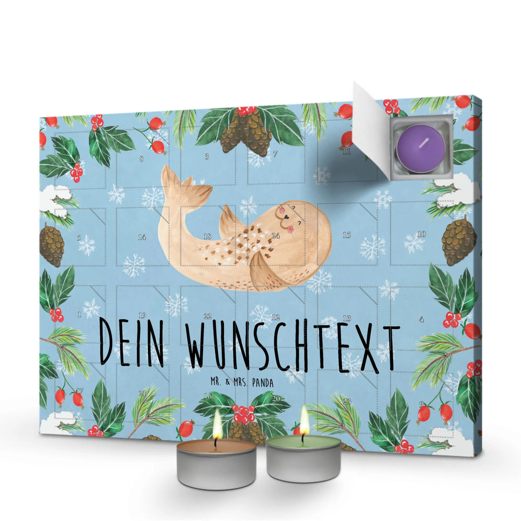 Personalisierter Duftkerzen Adventskalender Robbe Liegen Personalisierter Duftkerzen Adventskalender, Tiermotive, Gute Laune, lustige Sprüche, Tiere, Robbe, Robben, Seehund, Strand, Meerestier, Ostsee, Nordsee, Lachen, Freude