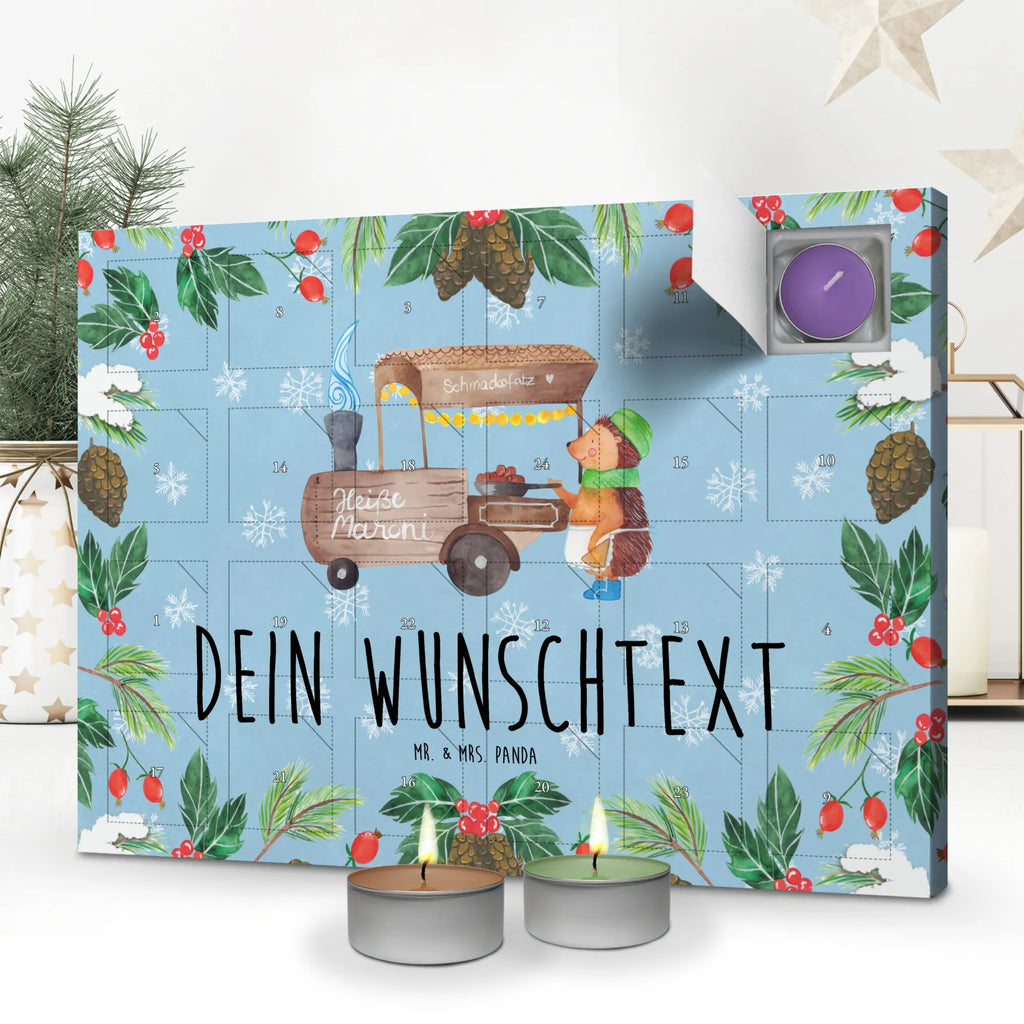 Personalisierter Duftkerzen Adventskalender Igel Maronen Personalisierter Duftkerzen Adventskalender, Winter, Weihnachten, Weihnachtsdeko, Nikolaus, Advent, Heiligabend, Wintermotiv, Maronen, Weihnachtsmarkt, Kastanien, Duft