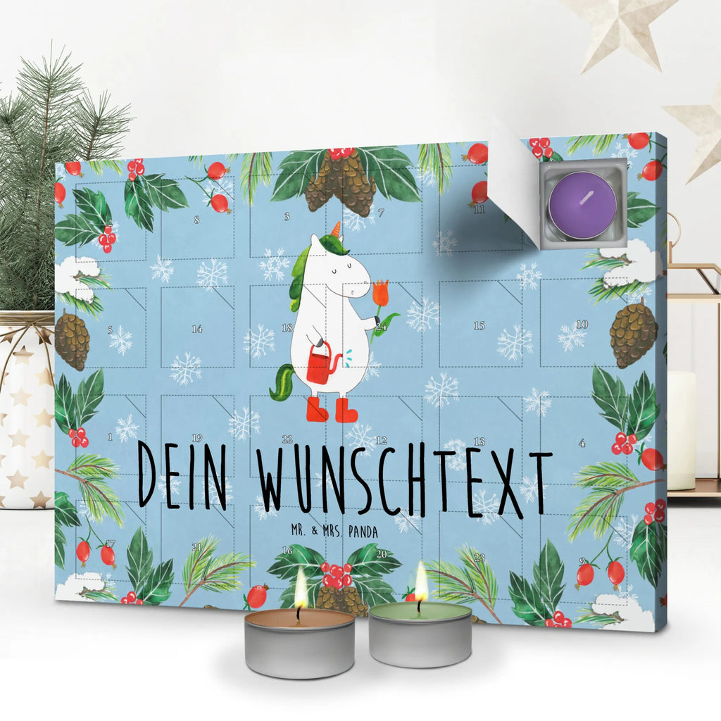 Personalisierter Duftkerzen Adventskalender Einhorn Gärtner Personalisierter Duftkerzen Adventskalender, Einhorn, Einhörner, Einhorn Deko, Pegasus, Unicorn, Luftballon, Gießkanne, Giesskanne, Lebenslust, Freude, Blume, Freundin, Garten, Stiefel