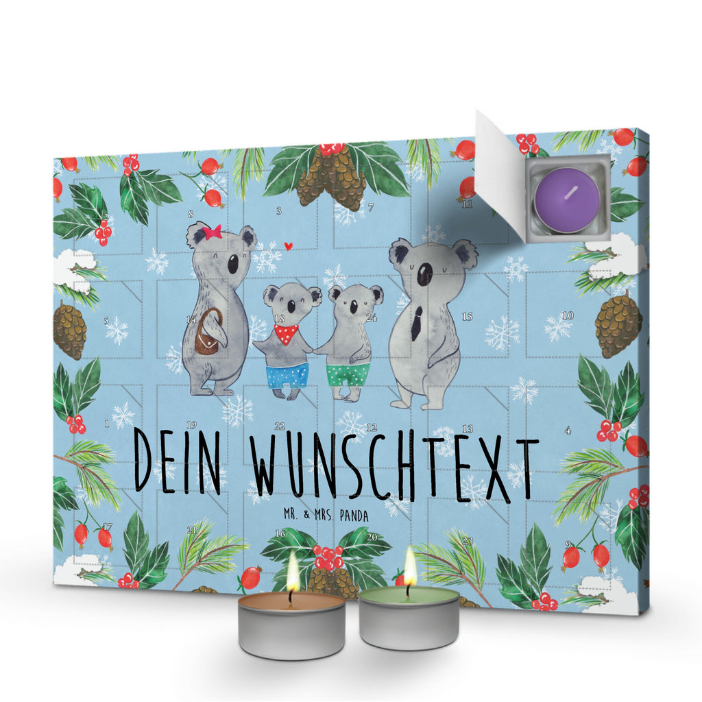 Personalisierter Duftkerzen Adventskalender Koala Familie zwei Personalisierter Duftkerzen Adventskalender, Familie, Vatertag, Muttertag, Bruder, Schwester, Mama, Papa, Oma, Opa, Koala, Koalabär, beste Familie, Familienzeit, Familienleben, Koalafamilie, Lieblingsfamilie