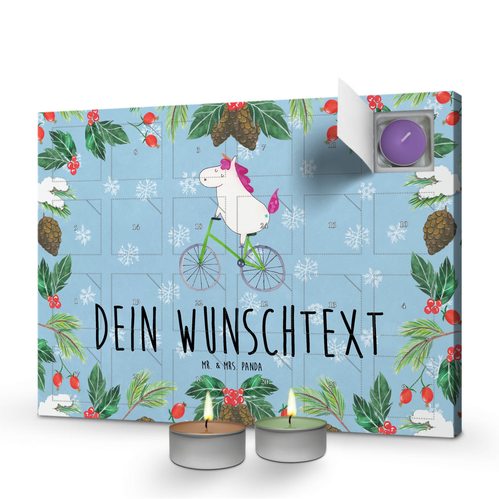 Personalisierter Duftkerzen Adventskalender Einhorn Radfahrer Personalisierter Duftkerzen Adventskalender, Einhorn, Einhörner, Einhorn Deko, Pegasus, Unicorn, Radfahren, Radfahrer, Rad, Bike, Feenstaub, Konfetti, Luxusproblem, Kummer, Liebeskummer